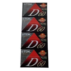 New! Sealed TDK D60 IECI Type I Normal Position 60 MIN Cassette Tape Set of 4